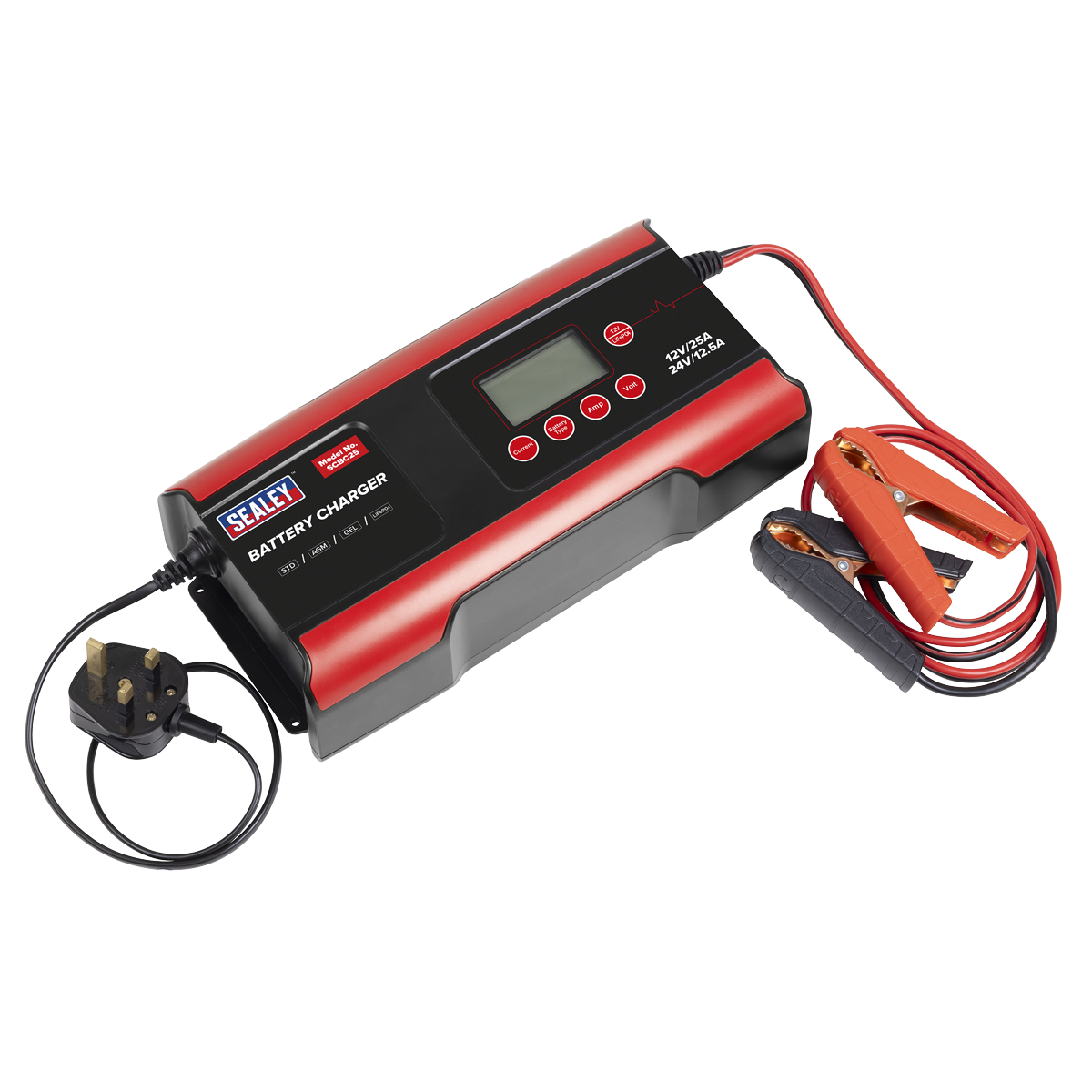 12/24V Compact Smart Battery Charger & Maintainer, 25A (SCBC25)