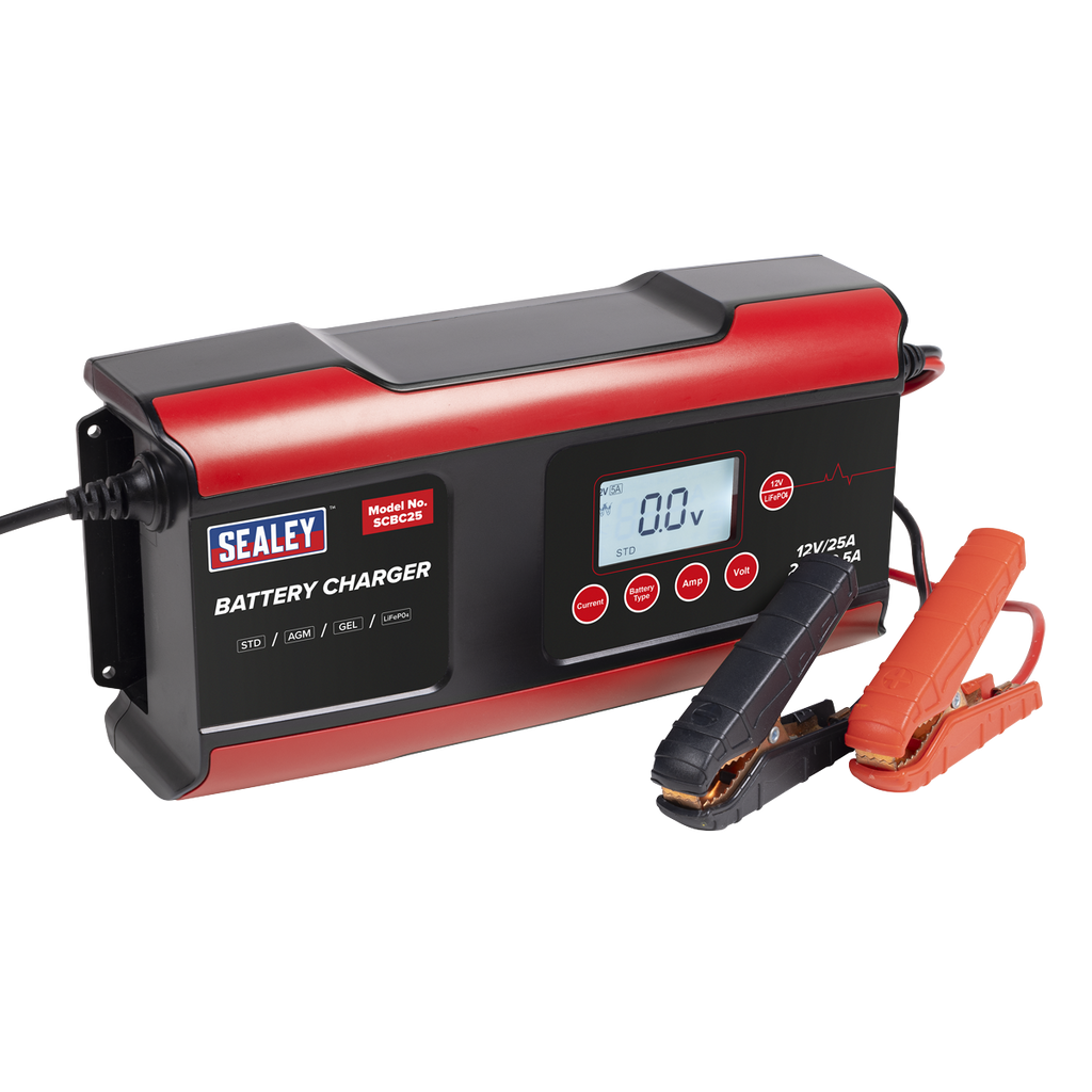 12/24V Compact Smart Battery Charger & Maintainer, 25A (SCBC25)
