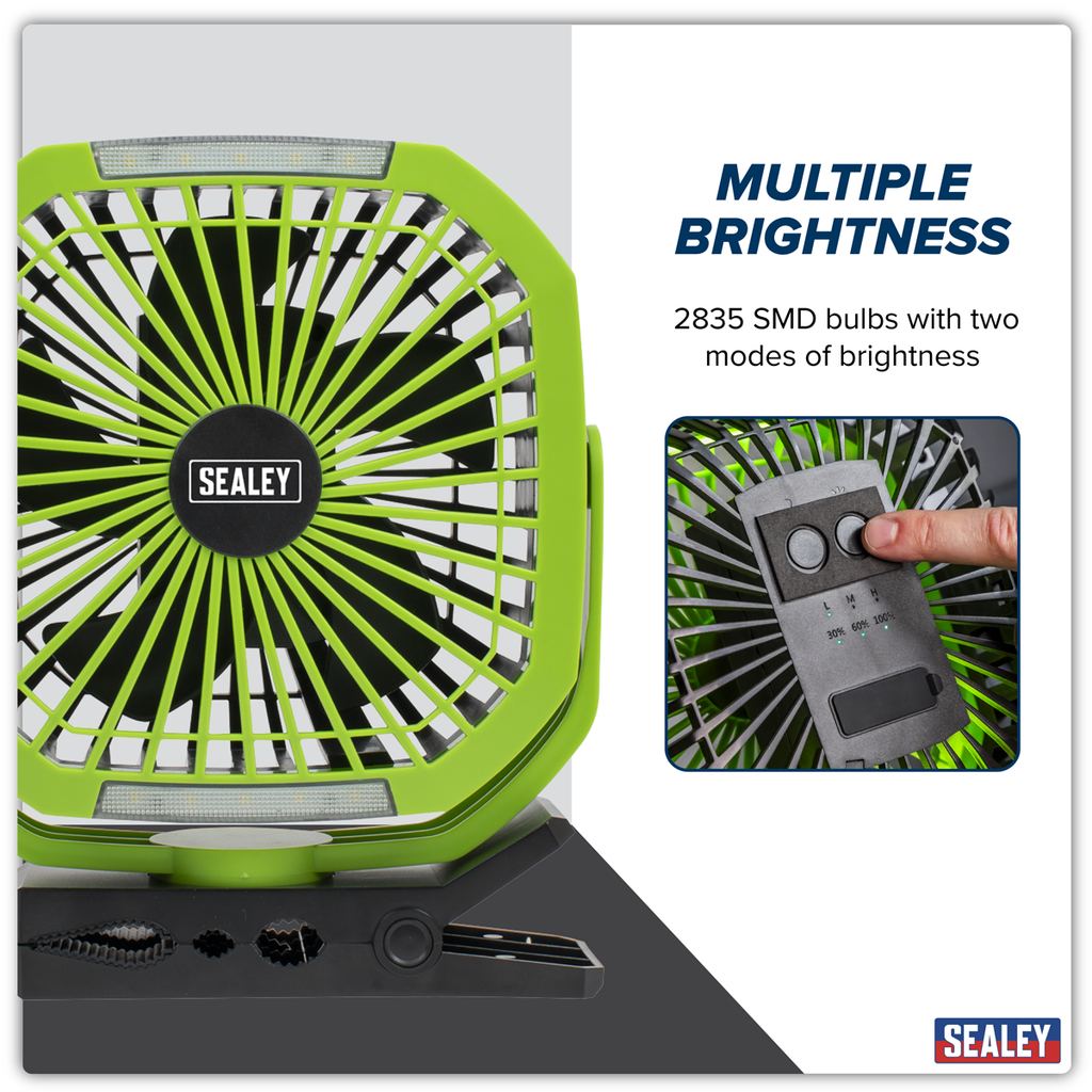 Portable Clip Fan with Worklight 8", 4-Speed (SCF8WL)