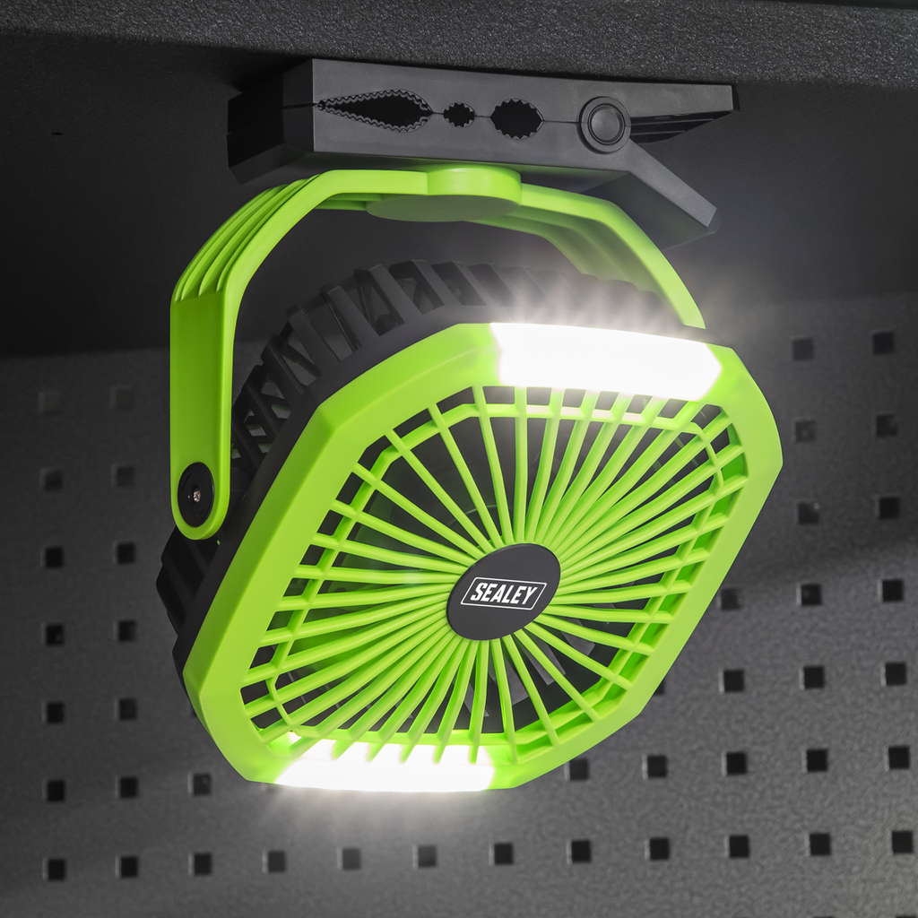 Portable Clip Fan with Worklight 8", 4-Speed (SCF8WL)