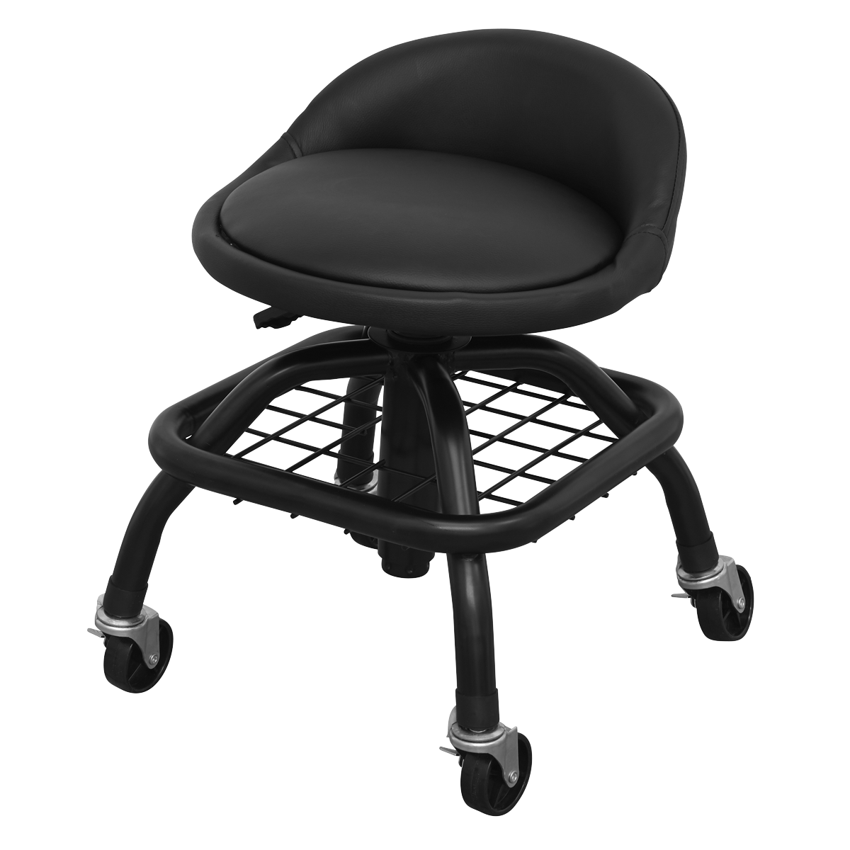 Premier Industrial Pneumatic Creeper Stool with Adjustable Height Swivel Seat & Back Rest
