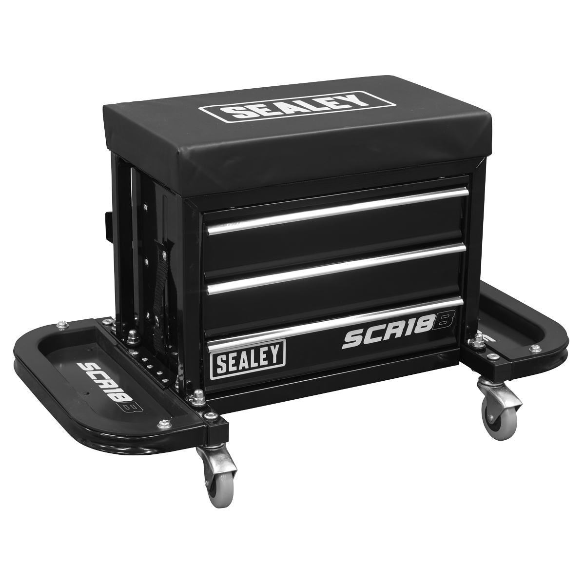 Mechanic's Utility Seat & Toolbox - Black