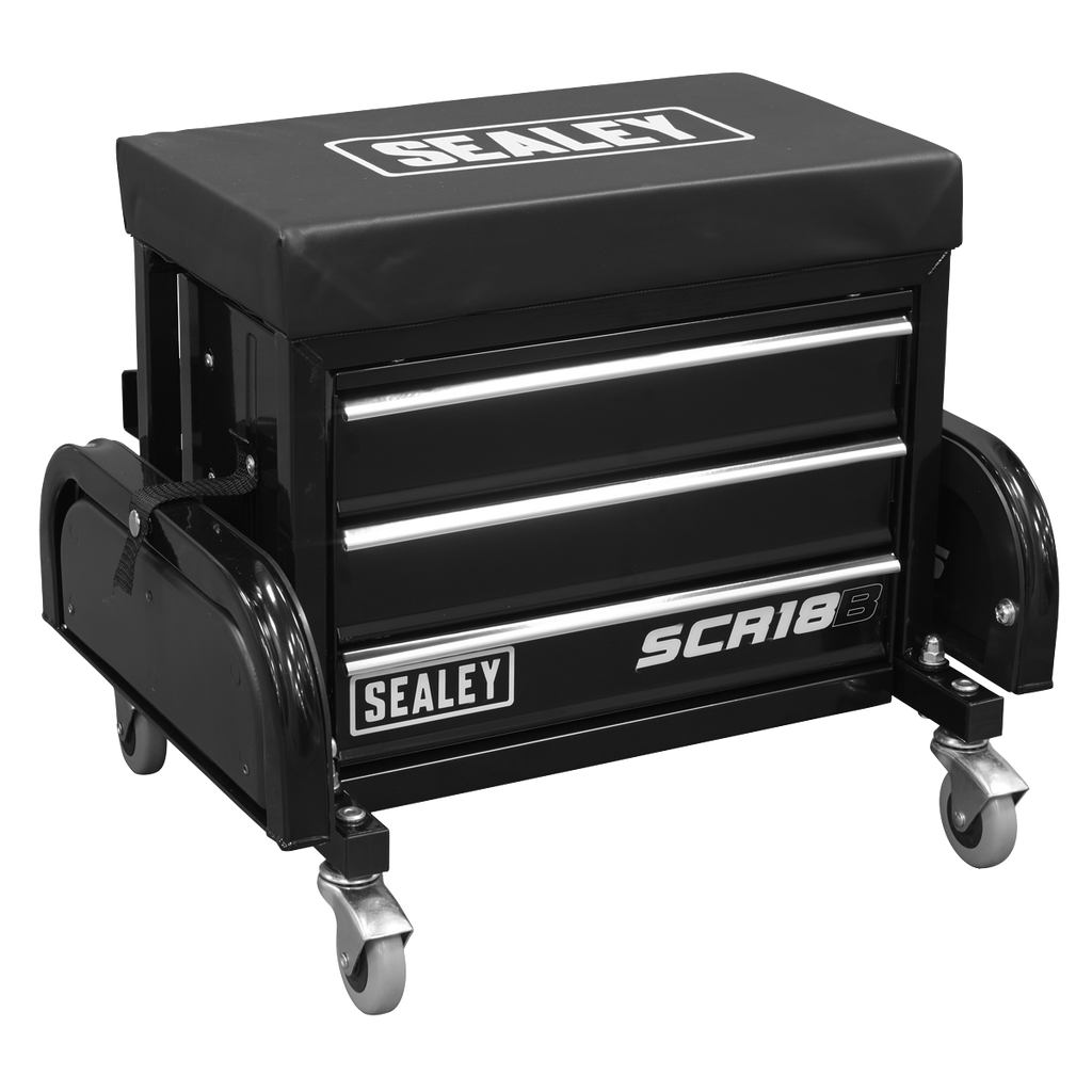 Mechanic's Utility Seat & Toolbox - Black