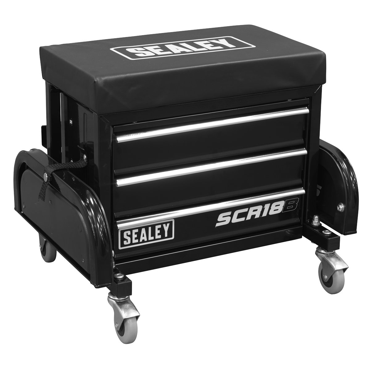 Mechanic's Utility Seat & Toolbox - Black