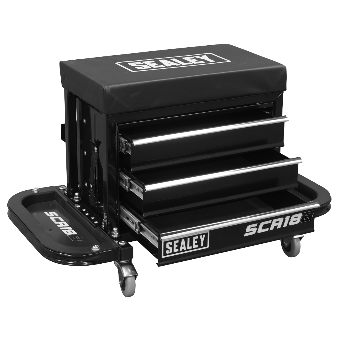 Mechanic's Utility Seat & Toolbox - Black