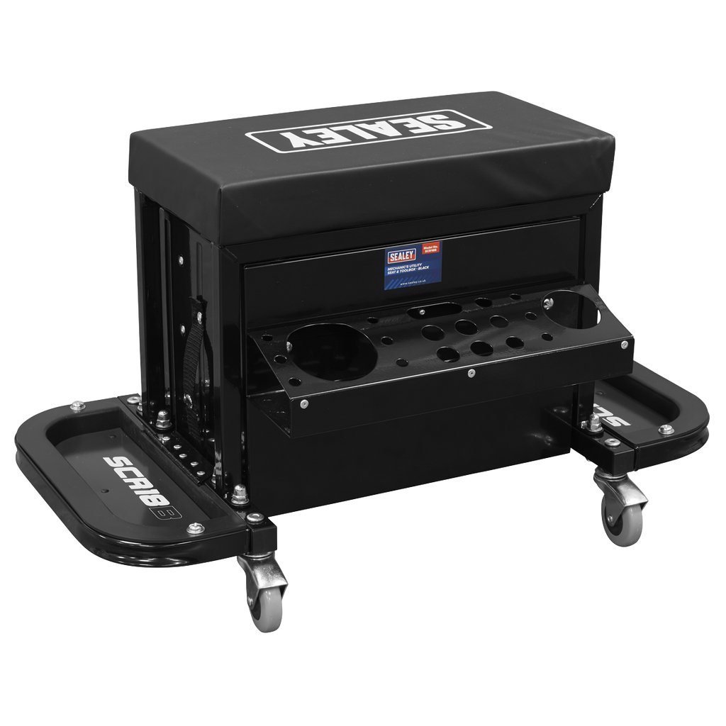 Mechanic's Utility Seat & Toolbox - Black