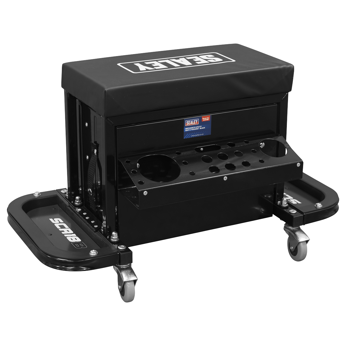 Mechanic's Utility Seat & Toolbox - Black