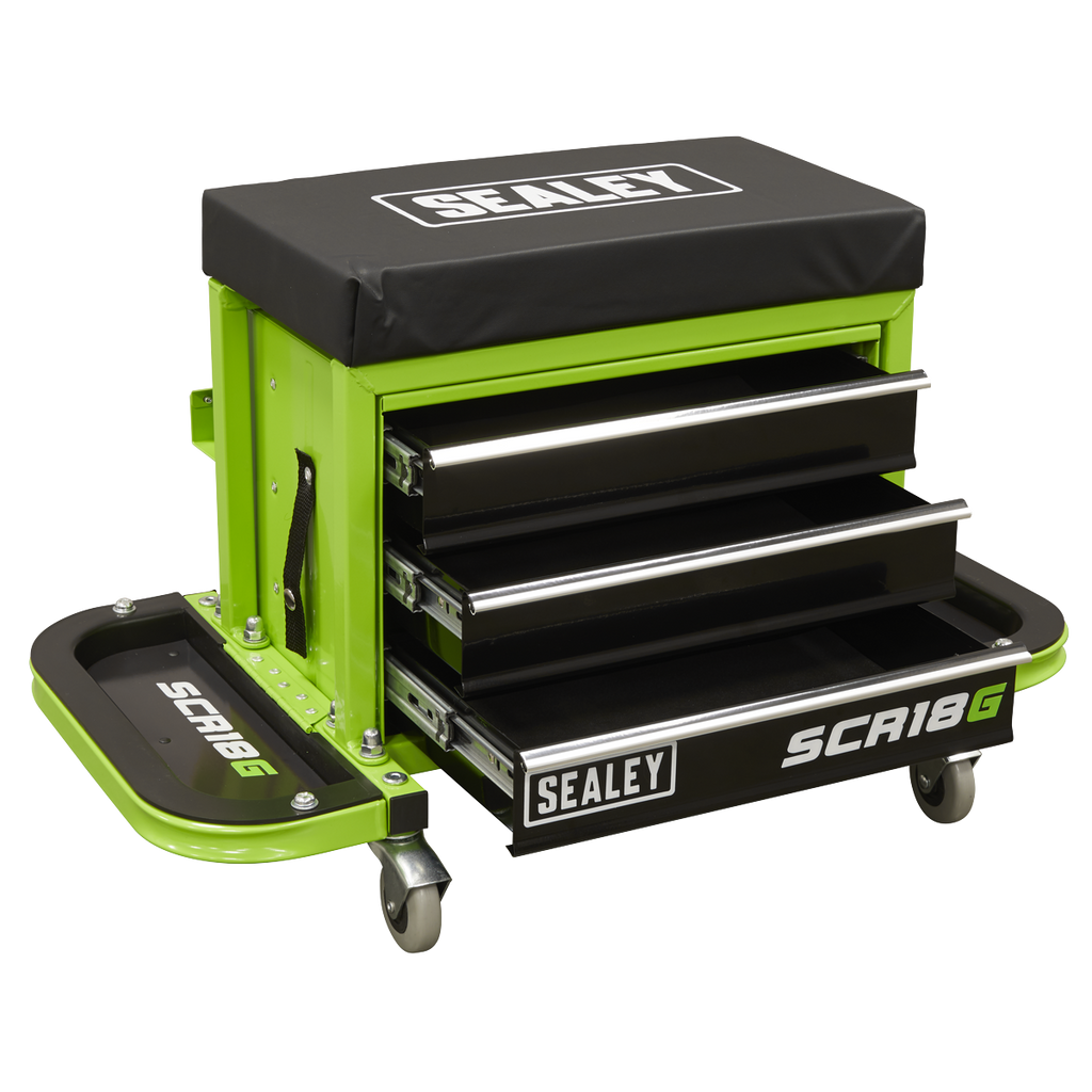 Mechanic's Utility Seat & Toolbox - Green