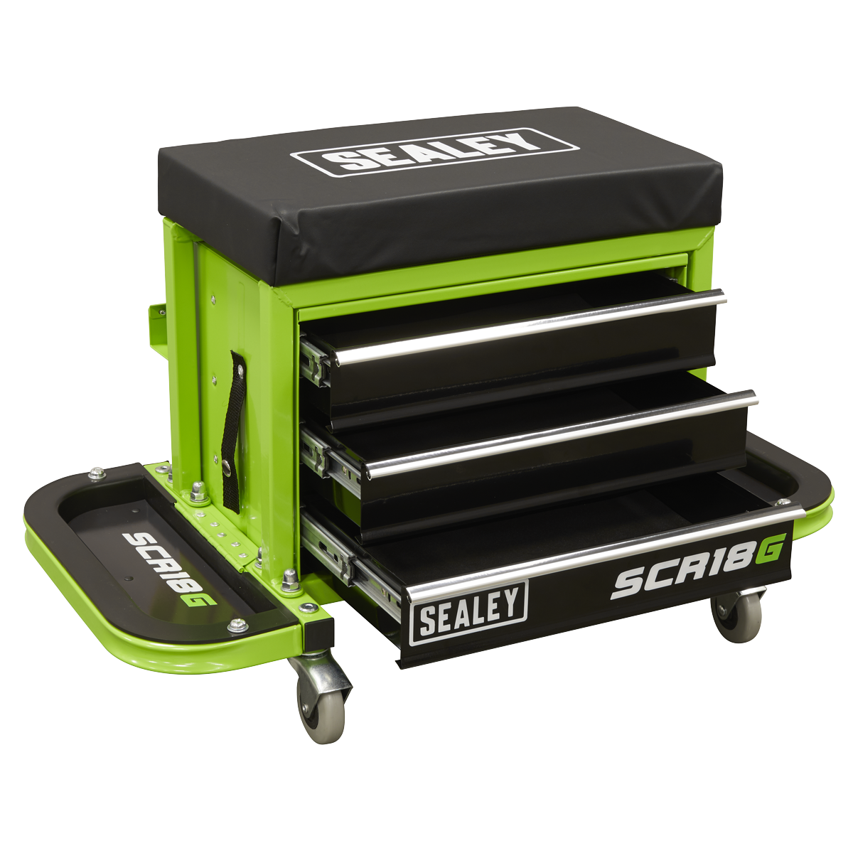 Mechanic's Utility Seat & Toolbox - Green