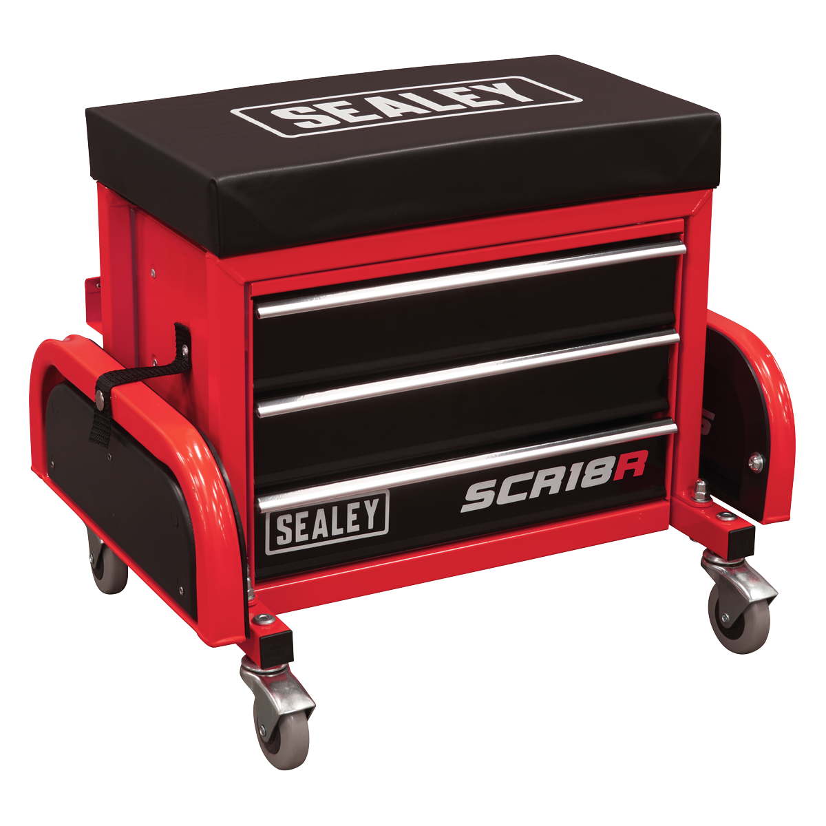 Mechanic's Utility Seat & Toolbox - Red
