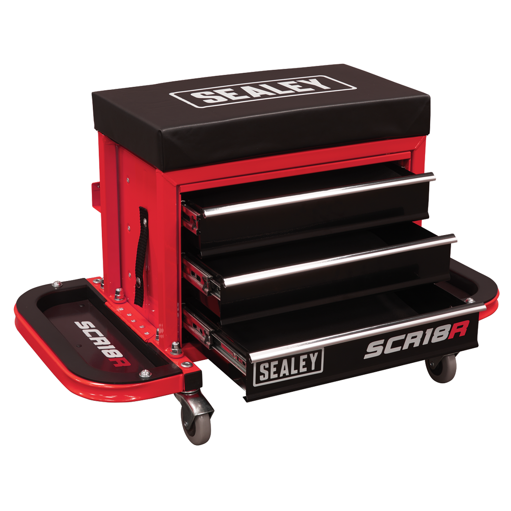 Mechanic's Utility Seat & Toolbox - Red