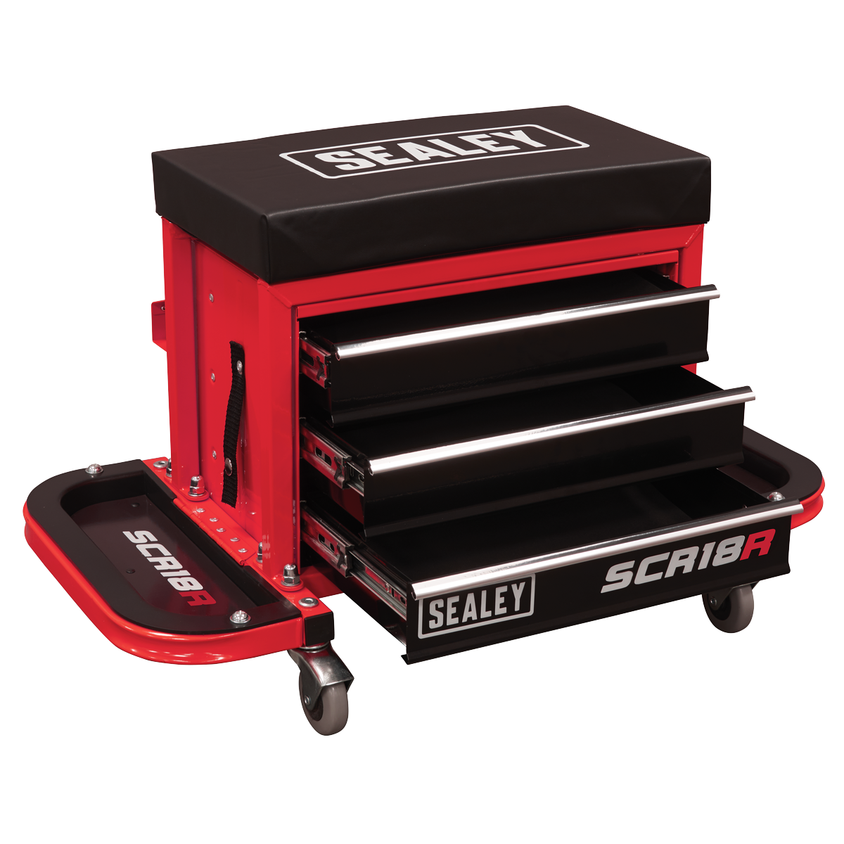 Mechanic's Utility Seat & Toolbox - Red