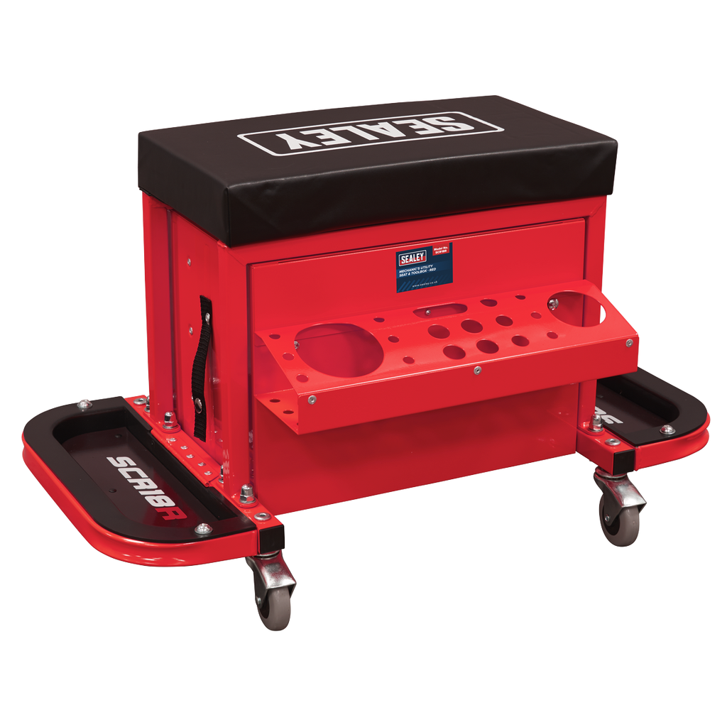 Mechanic's Utility Seat & Toolbox - Red