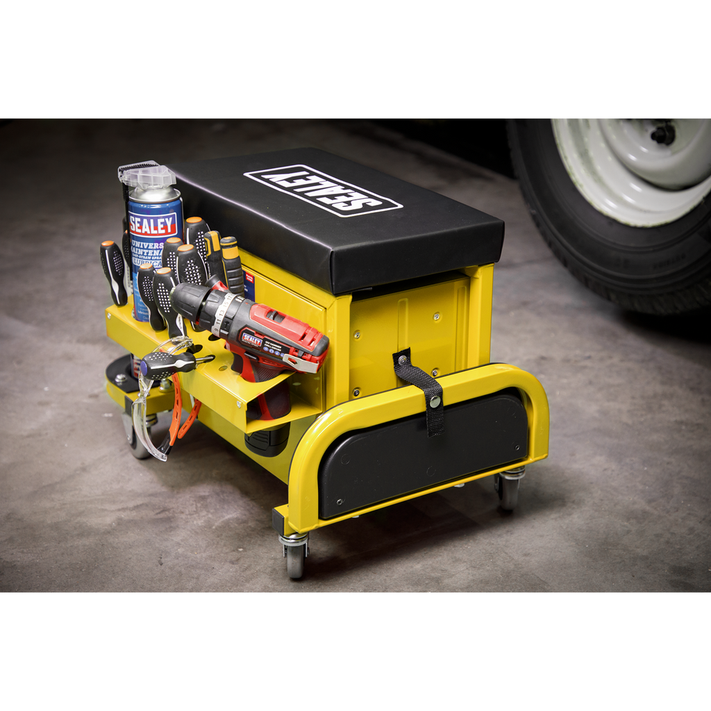 Mechanic's Utility Seat & Toolbox - Yellow