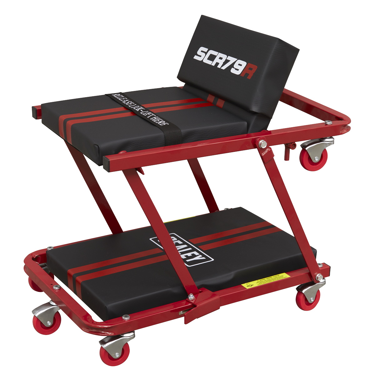 Steel Creeper/Seat with 7 Wheels & Adjustable Head Rest