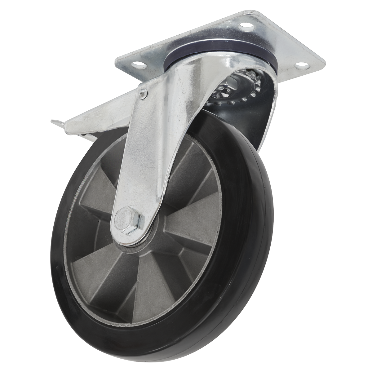125mm Castor Wheel with Swivel Plate & Total Lock