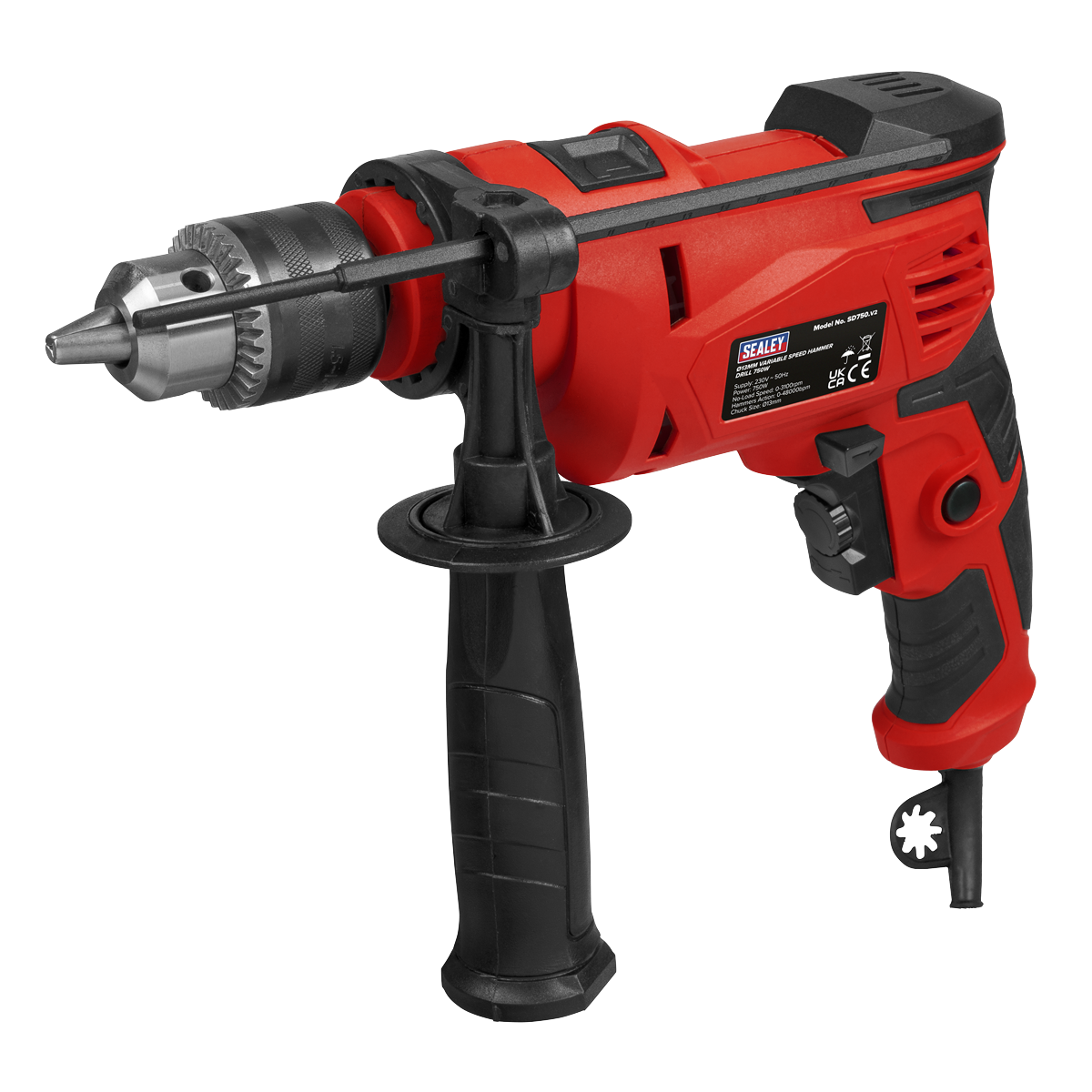 Sealey SD750 Variable Speed Hammer Masonry Chisel Drill 13mm, 750W 230V