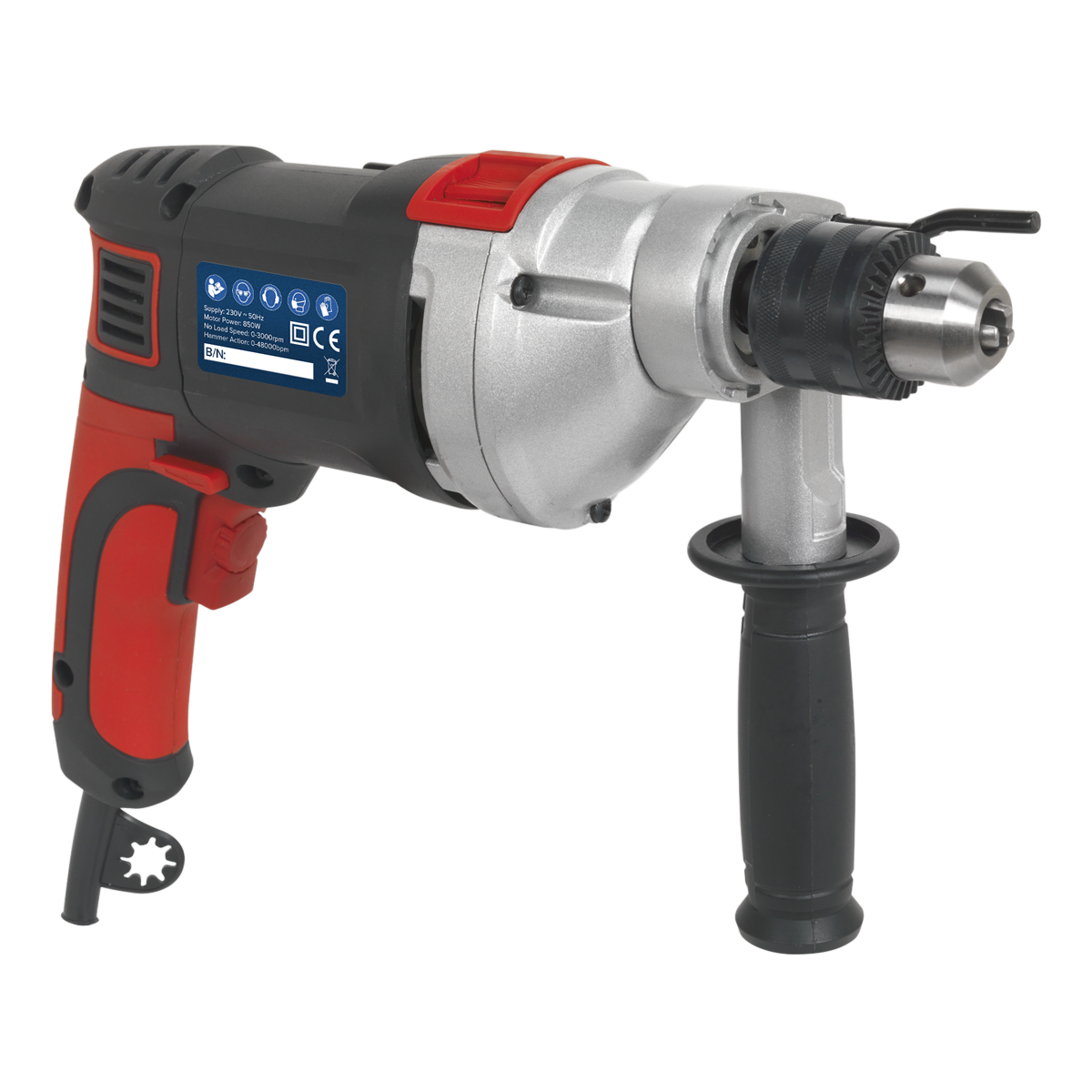 13mm Variable Speed Hammer Drill with Reverse 850W/230V