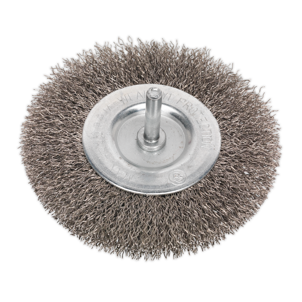 100mm Crimped Flat Wire Brush with 6mm Shaft