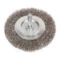75mm Crimped Flat Wire Brush with 6mm Shaft