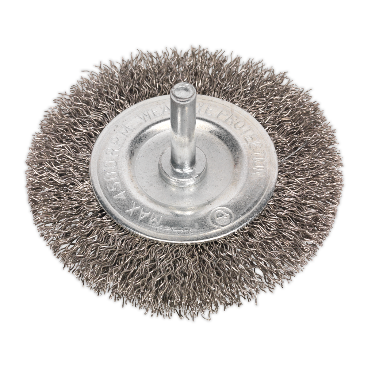 75mm Crimped Flat Wire Brush with 6mm Shaft