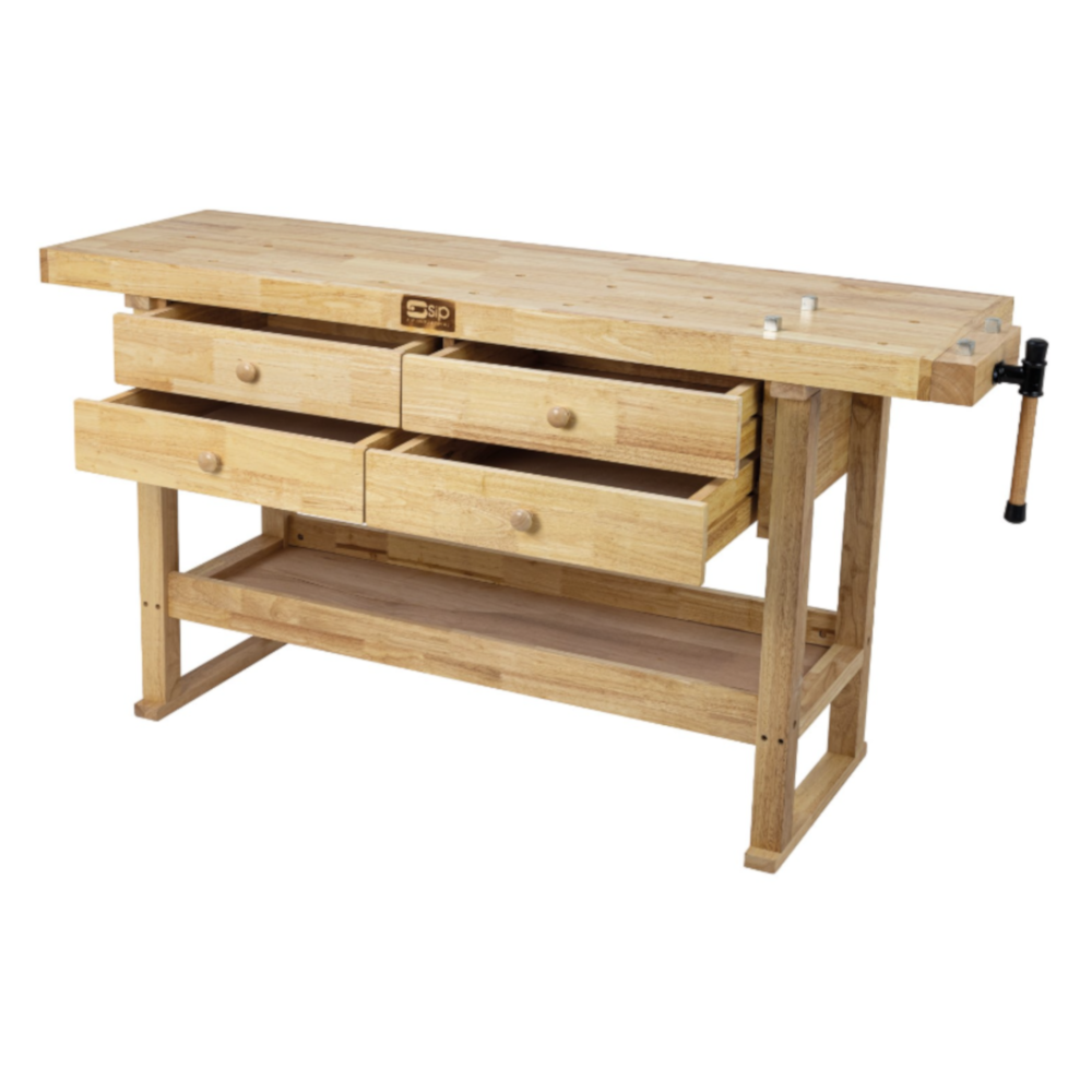 SIP 01460 Woodworking Carpentry Workshop Hard Wood Work Bench with 4 Drawers 1640mm