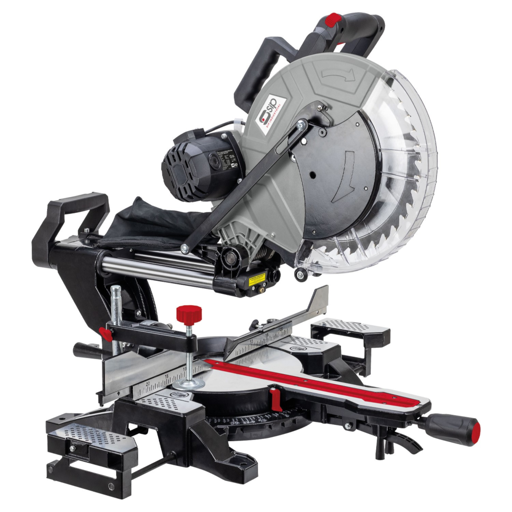 SIP 01505 Double Bevel Sliding Compound Woodworking Mitre Saw 305mm 1800W 230V