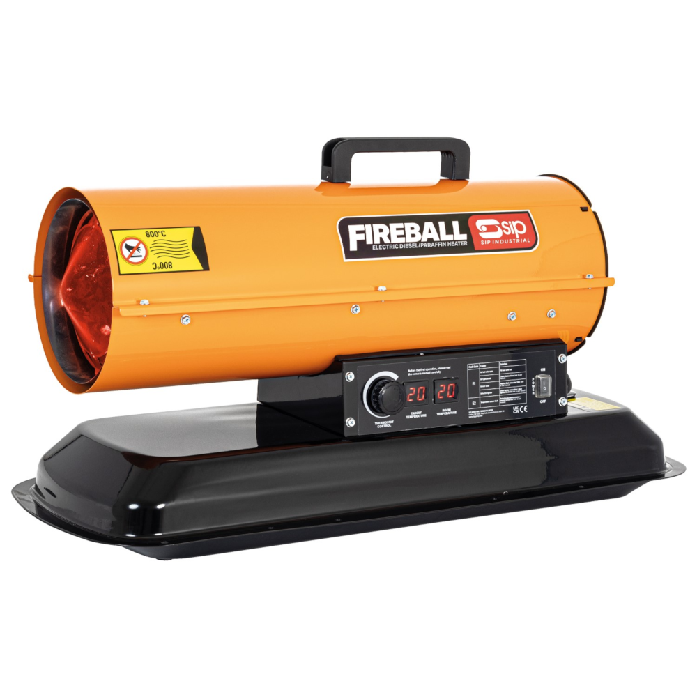 SIP 09591 FIREBALL Diesel, Paraffin and Kerosene Space Heater, 75,000BTU 22kW 230V