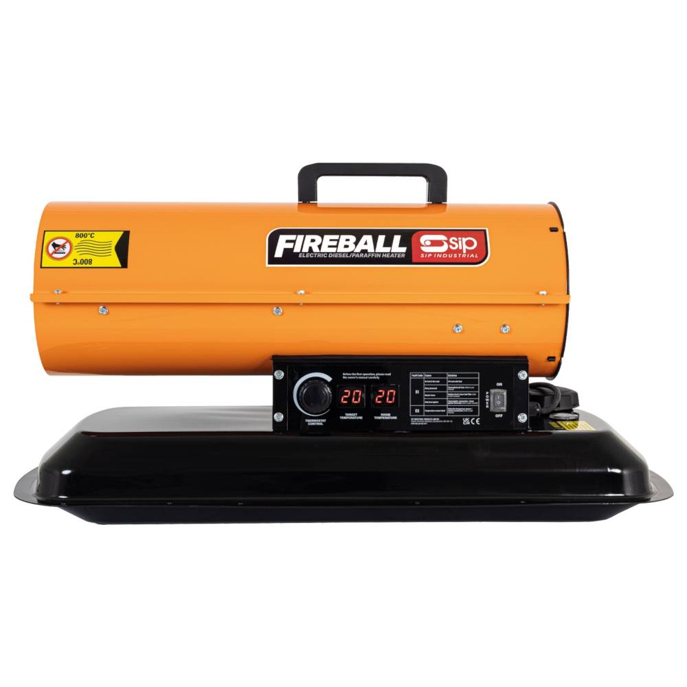 SIP 09591 FIREBALL Diesel, Paraffin and Kerosene Space Heater, 75,000BTU 22kW 230V