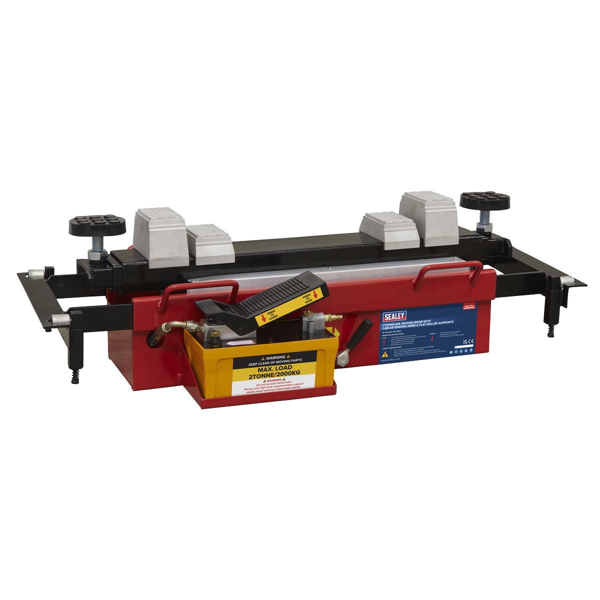 Air Jacking Beam 2 Tonne with Arm Extenders & Flat Roller Supports