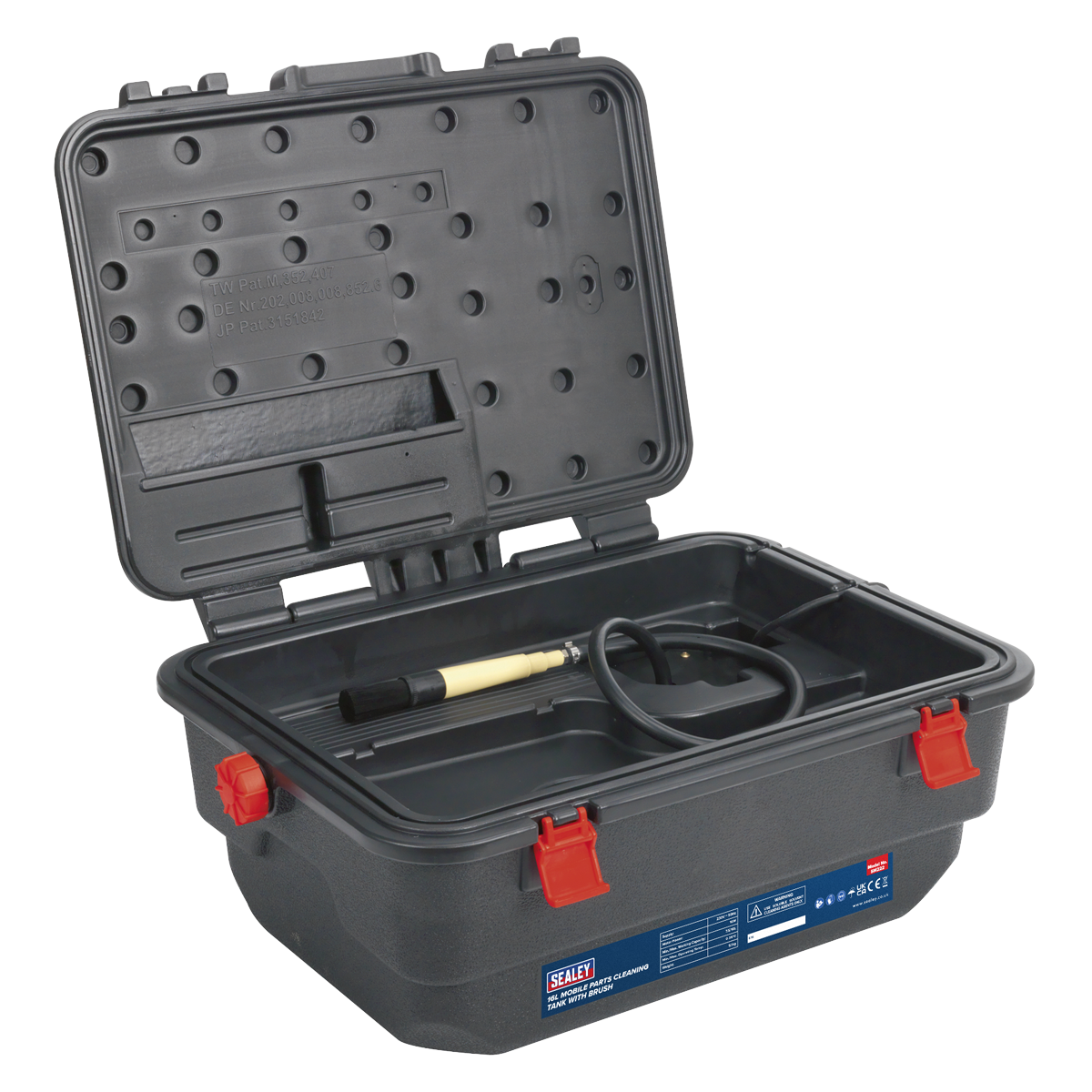 Mobile Parts Cleaning Tank with Brush 16L