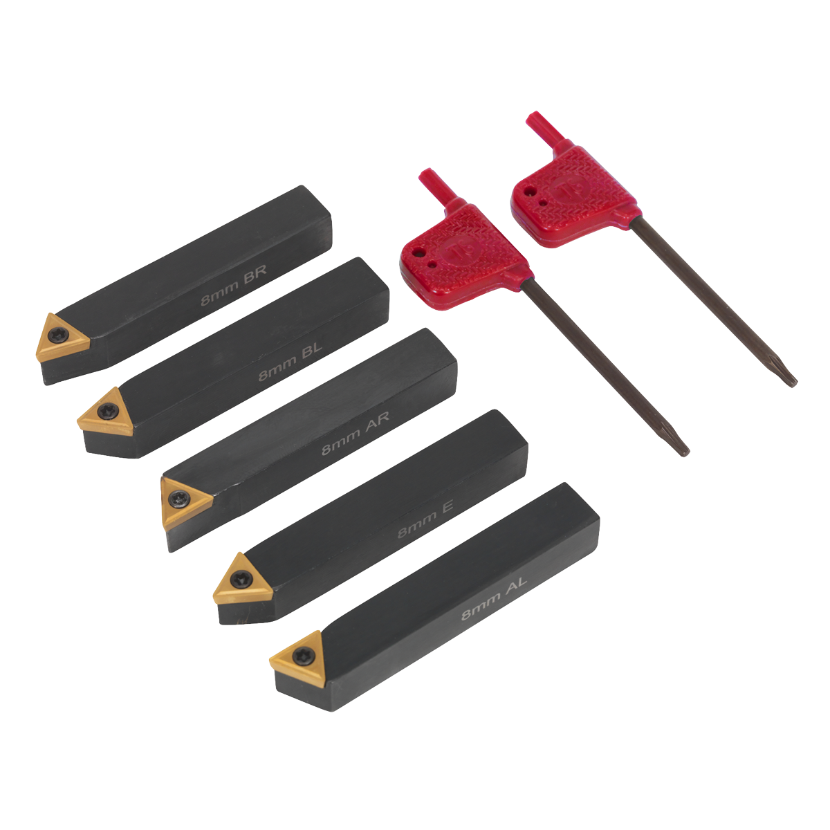 Indexable Lathe Turning Tool Set 8mm 5pc