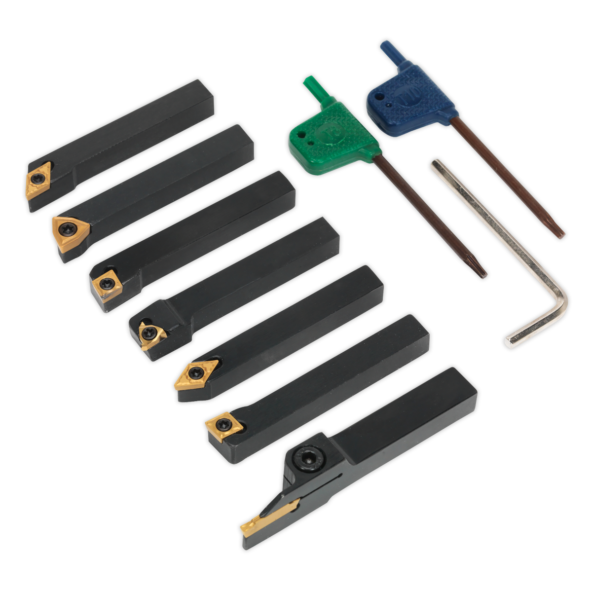 Indexable Lathe Turning Tool Set 10mm 7pc