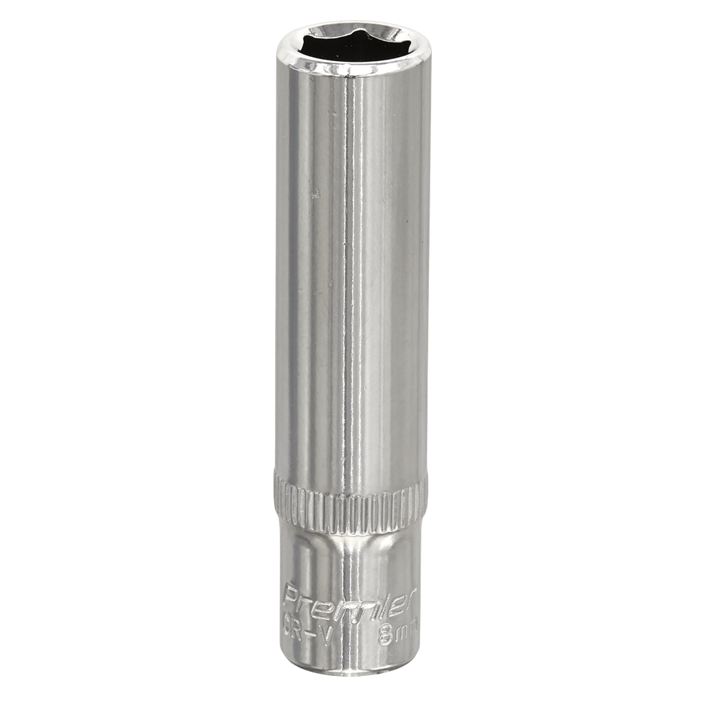 Premier Fully Polished Deep Socket 1/4"Sq Drive 8mm