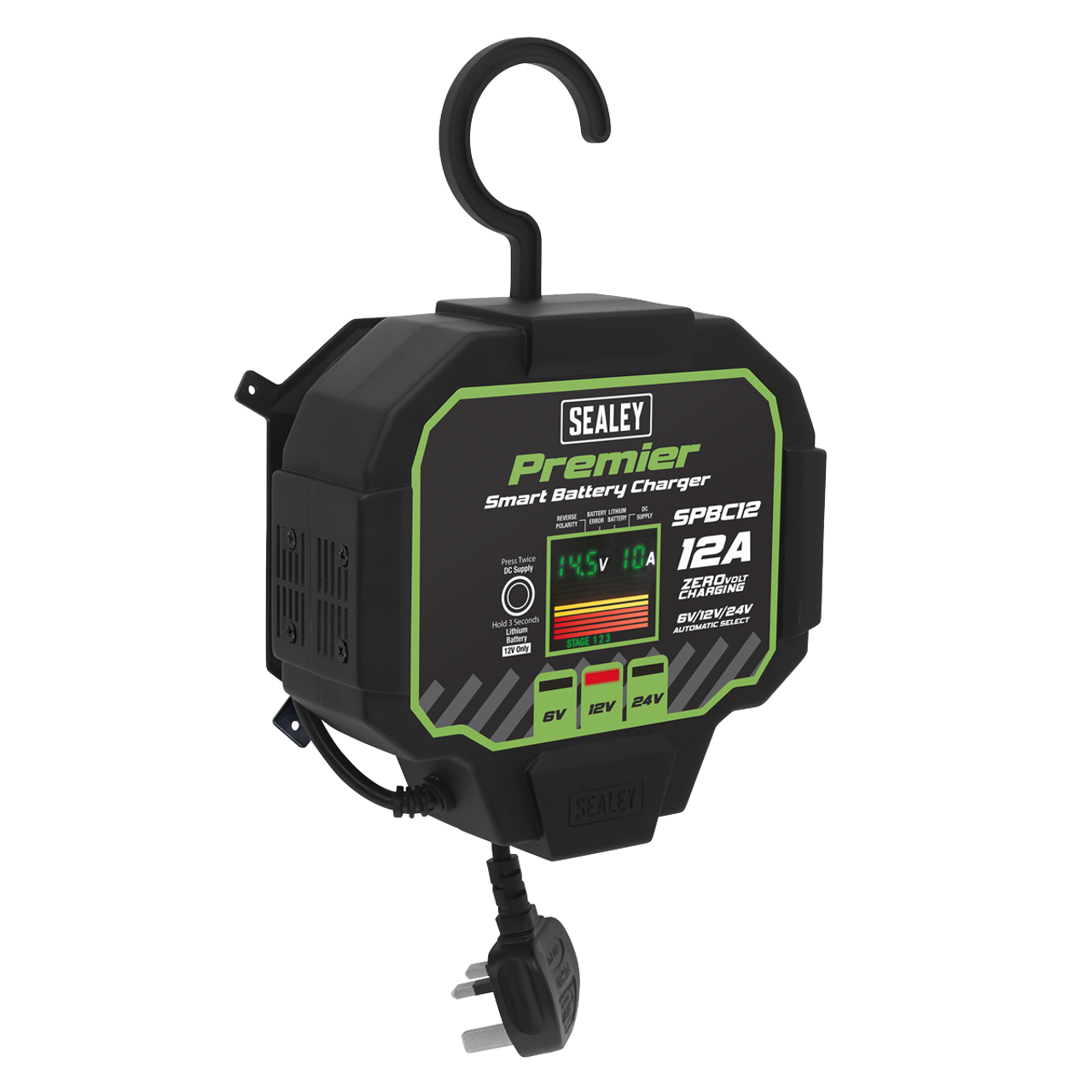 Sealey SPBC12 Fully Automatic Battery Charger and Maintainer 6/12/24V 12A 12 Amp