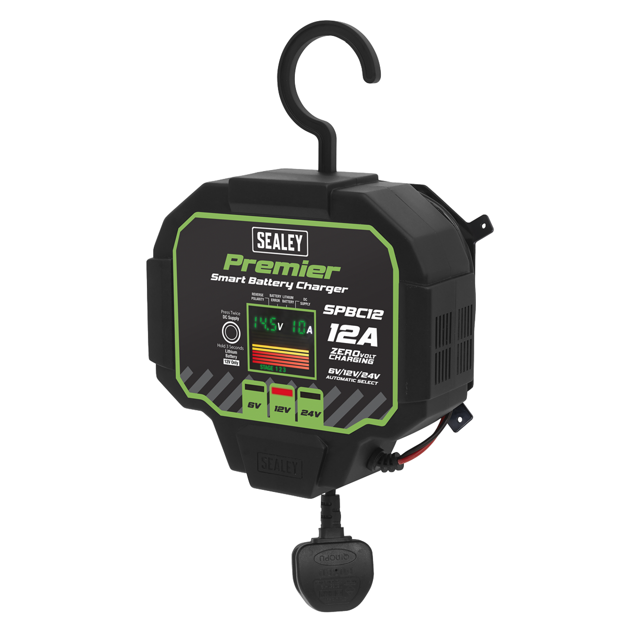 Sealey SPBC12 Fully Automatic Battery Charger and Maintainer 6/12/24V 12A 12 Amp