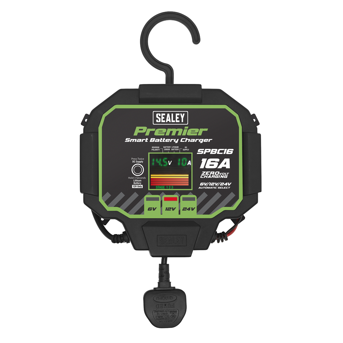 Sealey SPBC16 Fully Automatic Battery Charger and Maintainer 6/12/24V 16A 16 Amp