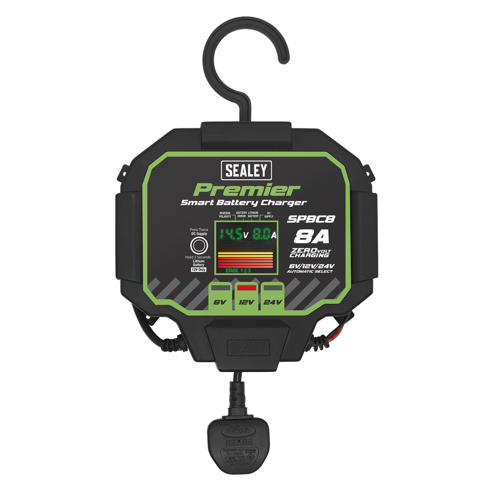 Premier Fully Automatic Battery Charger & Maintainer, 8A (SPBC8)