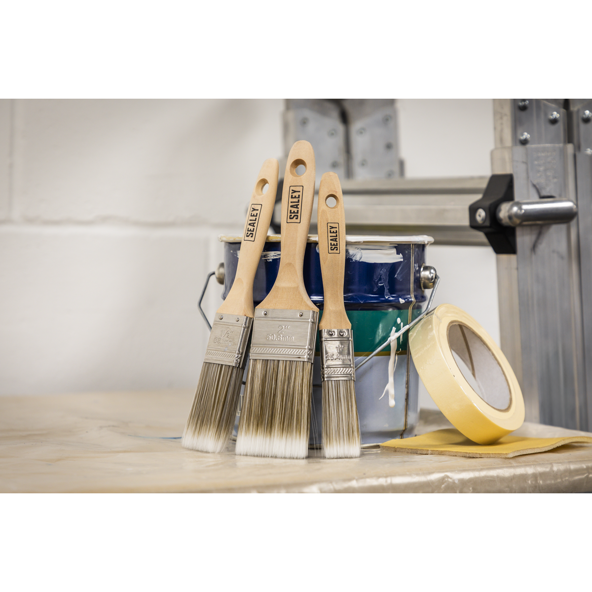 Wooden Handle Paint Brush Set 3pc