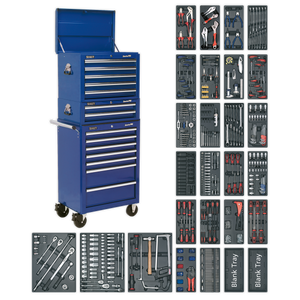 Superline PRO® Tool Chest Combination 14 Drawer with 1179pc Tool Kit - Blue