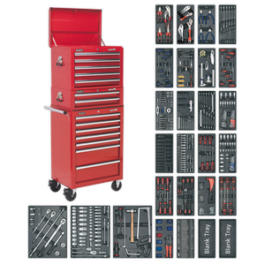 Superline PRO® Tool Chest Combination 14 Drawer with 1179pc Tool Kit - Red