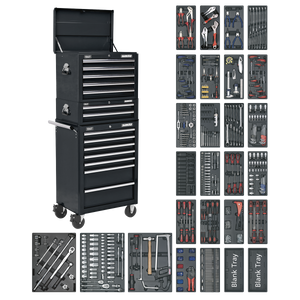Superline PRO® Tool Chest Combination 14 Drawer with 1179pc Tool Kit - Black