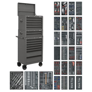 Superline PRO® Tool Chest Combination 14 Drawer with 1179pc Tool Kit - Grey