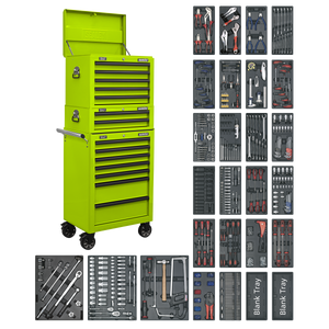 Superline PRO® Tool Chest Combination 14 Drawer with 1179pc Tool Kit - Green