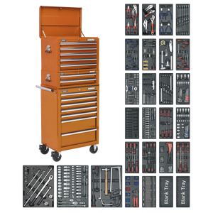Superline PRO® Tool Chest Combination 14 Drawer with 1179pc Tool Kit - Orange