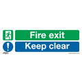 Worksafe® Fire Exit Keep Clear Safety Sign - Self-Adhesive V