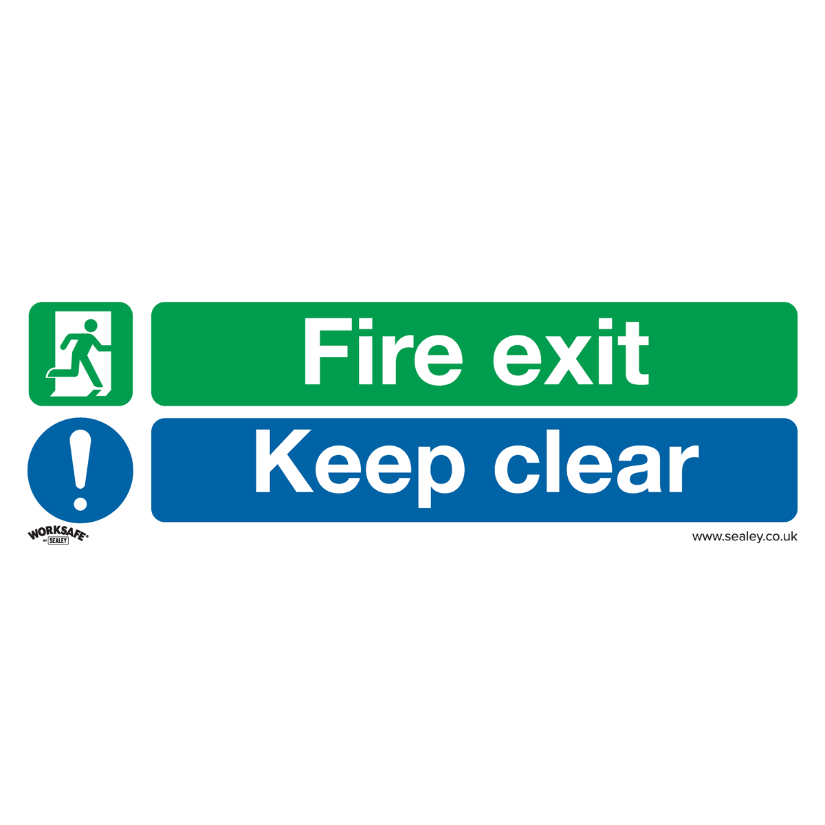 Worksafe® Fire Exit Keep Clear Safety Sign - Self-Adhesive V