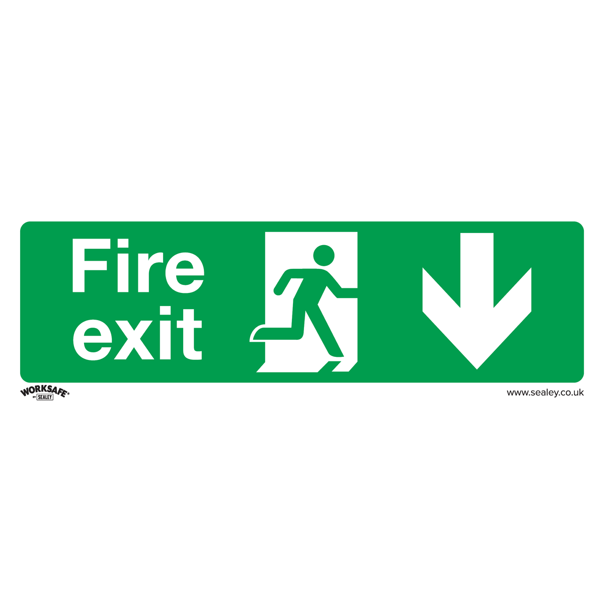 Worksafe® Fire Exit (Down) Safety Sign, Self-Adhesive Vinyl
