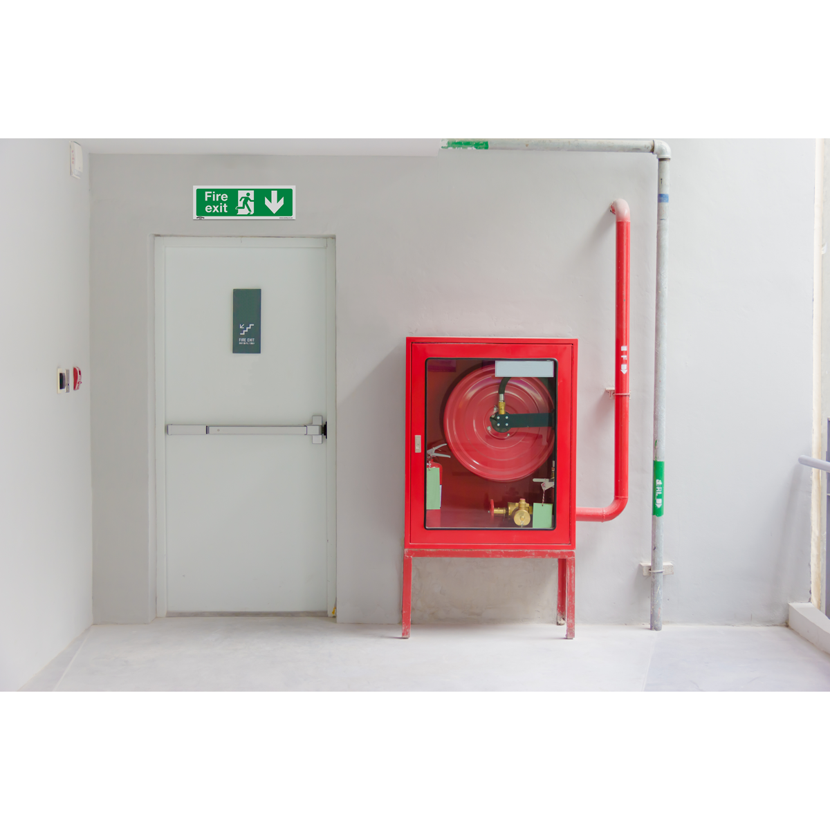 Worksafe® Fire Exit (Down) Safety Sign - Self-Adhesive Vinyl