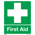 Worksafe® First Aid Safety Sign, Self-Adhesive Vinyl - Pack